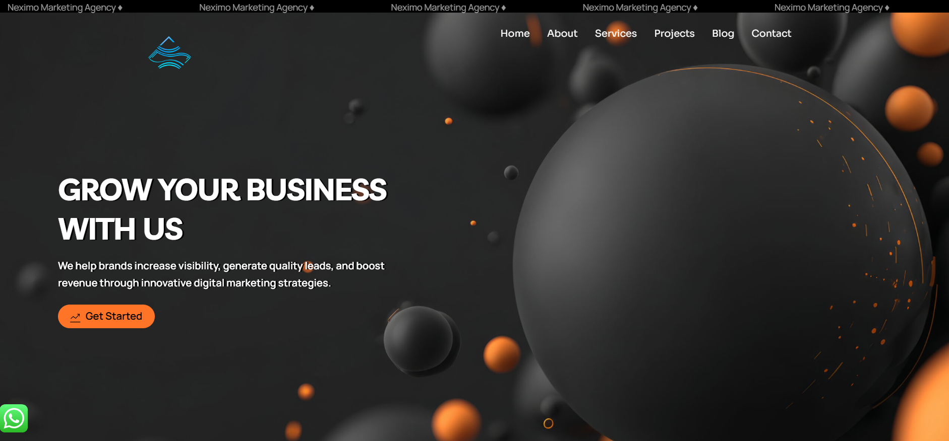 A modern website concept designed to showcase digital marketing services through bold visuals, clear messaging, and a conversion-focused user experience.